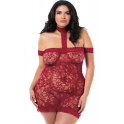 Nuisette bordeaux grande taille en dentelle - DG11248XGAR