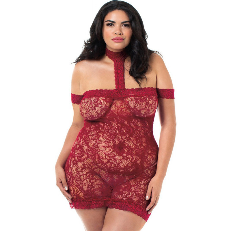 Nuisette bordeaux grande taille en dentelle - DG11248XGAR