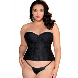 Corset bustier noir grande taille avec dentelle et zip - SOHX31327BLK