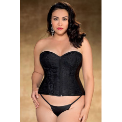 Corset bustier noir grande taille avec dentelle et zip - SOHX31327BLK