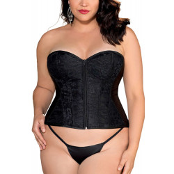 Corset bustier noir grande taille avec dentelle et zip - SOHX31327BLK