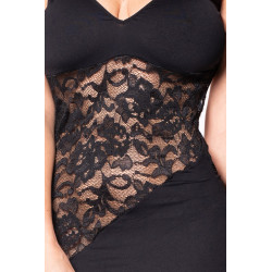 Robe cocktail dentelle florale asymétrique - LDR4