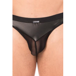 String simili cuir noir et résille noir - LM2005-57BLK