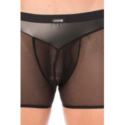 Boxer simili cuir noir et résille noir - LM2005-67BLK