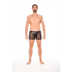 Boxer simili cuir noir et résille noir - LM2005-67BLK