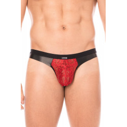 Jock rouge en dentelle et simili cuir - LM2002-27RED