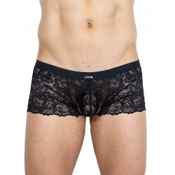 Mini-Pant noir en dentelle et simili cuir - LM2002-68BLK