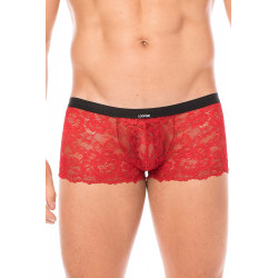 Mini-Pant rouge en dentelle et simili cuir - LM2002-68RED