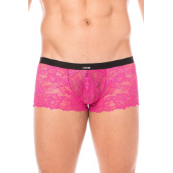 Mini-Pant magenta en dentelle et simili cuir - LM2002-68MAG