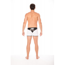 Boxer blanc simili cuir brillant - LM2001-67WHT