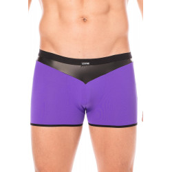 Boxer violet simili cuir brillant - LM2001-67PUR