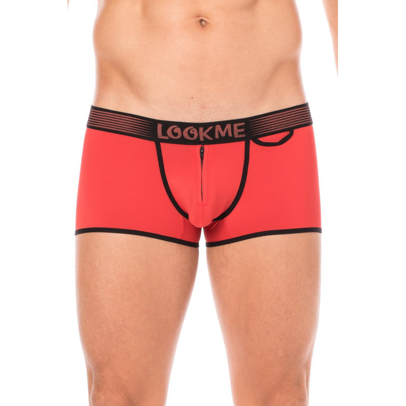 Mini-Pants rouge échancré avec zip - LM2003-68RED