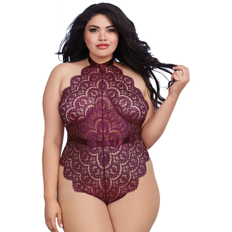 Body string Grande taille en dentelle avec noeud dans le dos - DG11771XMUL