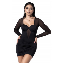 Robe moltonnée avec armatures sur la poitrine - MAL4537BLK