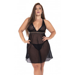 Nuisette dentelle noire grande taille - MAL7244XBLK