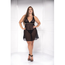 Nuisette dentelle noire grande taille - MAL7244XBLK