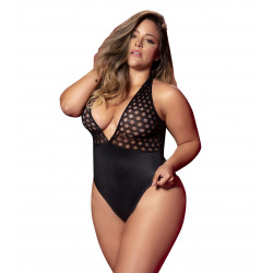 Body grande taille aspect mouillé noir - MAL8522XBLK