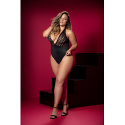 Body grande taille aspect mouillé noir - MAL8522XBLK