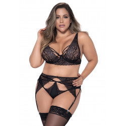 Ensemble sexy avec ornements et porte-jarretelles - MAL8389XBLK