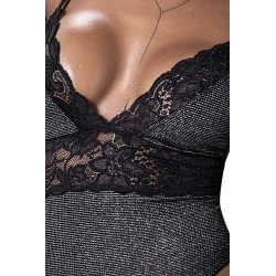 Body noir avec dentelle scintillante - MAL8498BLK