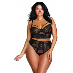 Soutien gorge bustier string noir assorti grande taille - DG12163XBLK