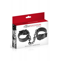 Menottes simili cuir noir ajustables Fetish Tentation - CC570407