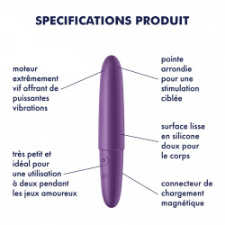 Vibromasseur violet USB Ultra Power Bullet 6 Satisfyer - CC597740