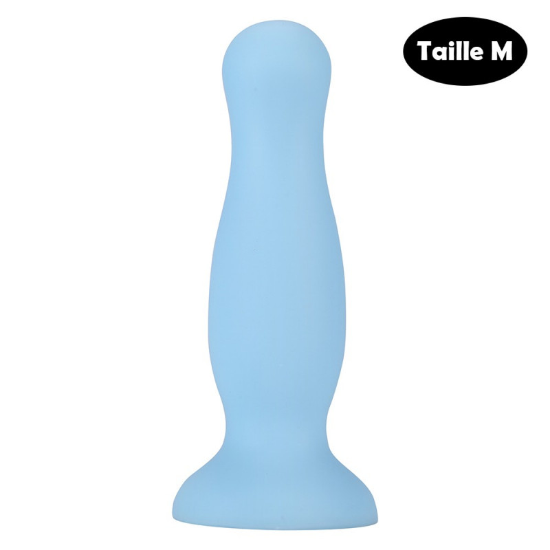 Plug anal ventouse bleu pastel taille M - A-001-M-BLU