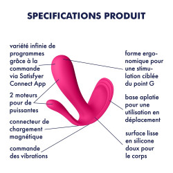 3 en 1 Vibromasseurs et stimulateur clitoridien rose connecté Top Secret   Satisfyer - CC597755