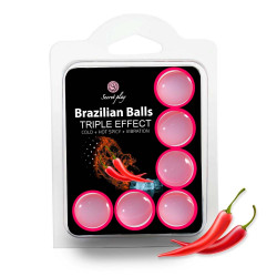 6 boules de massage brésiliennes triple effet froid  chaud et vibration - BZ3699-1