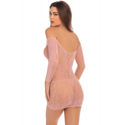 Mini robe en maille rose   manches longues - REN7087-ROS