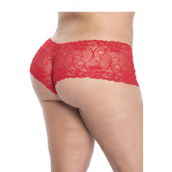 Shorty en dentelle rouge grande taille - MAL90XRED