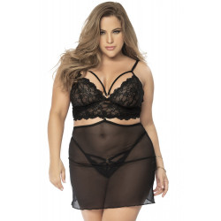 Ensemble 2 en 1  grande taille transformable en nuisette ou ensemble 2 pièces  - MAL7433XBLK