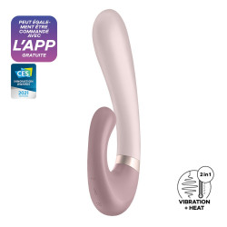 Vibromasseur point G avec stimulateur clitoris connecté chauffant USB mauve Heat Wave Satisfyer - CC597777