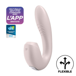 Vibromasseur point G avec stimulateur clitoris connecté USB rose Sunray Satisfyer - CC597781