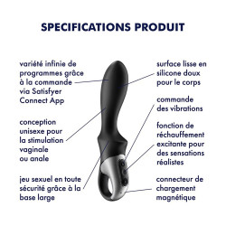 Vibromasseur noir USB  chauffant et connecté Heat Climax Satisfyer - CC597789