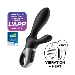 Vibromasseur rabbit noir USB  chauffant et connecté Heat Climax   Satisfyer - CC597791