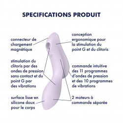 2 en 1 Vibromasseur et stimulateur de clitoris USB violet Curvy Trinity 2 Satisfyer - CC597788