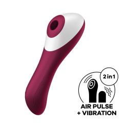 2 en 1 Vibromasseur et stimulateur de clitoris USB rouge Dual Crush Satisfyer - CC597786