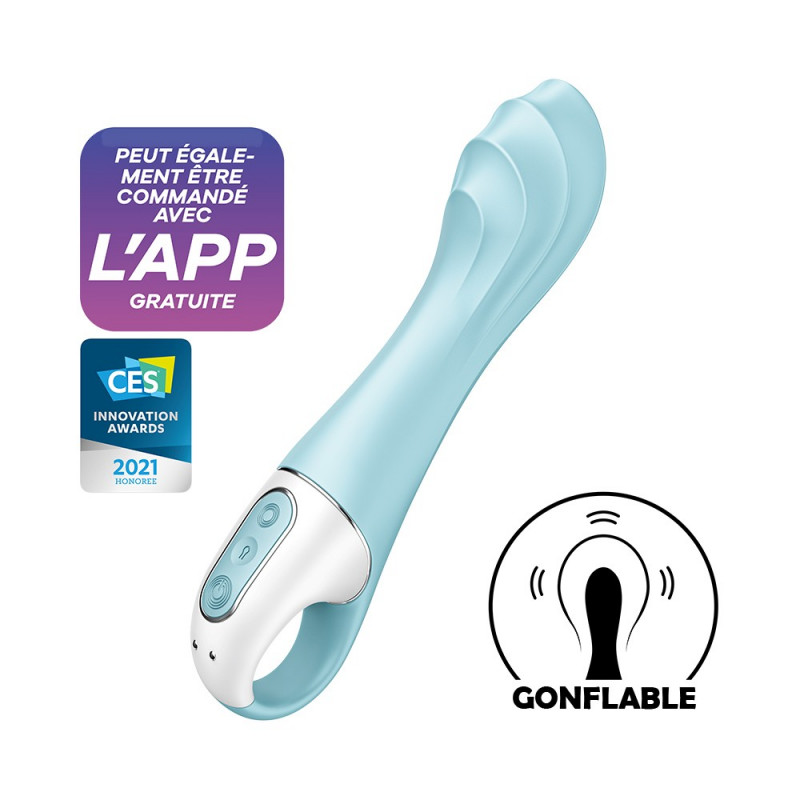 Vibromasseur gonflant connecté bleu USB Air Pump Vibrator 5  Satisfyer - CC597802