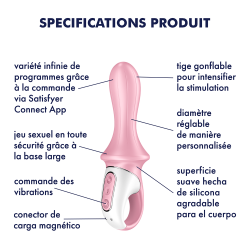 Vibromasseur anal gonflant connecté rose USB Air Pump Booty 5  Satisfyer - CC597803