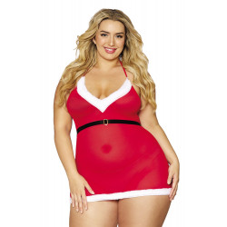 Nuisette grande taille mère noël avec ceinture satinée - DG12676XRED