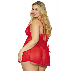 Nuisette et string rouge grande taille - DG12701XRED